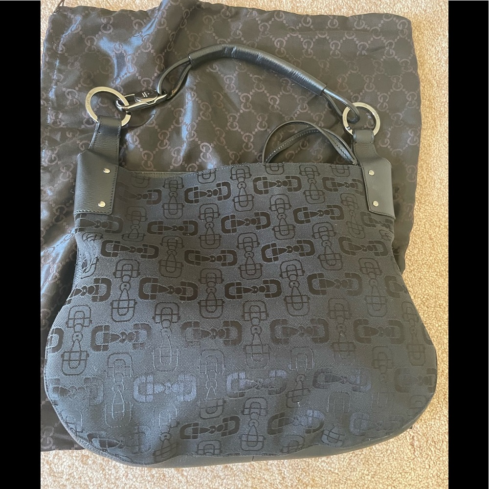 GUCCI Monogram Extra Large Hobo Black